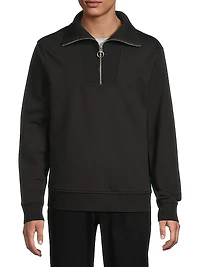 Cotton Terry Funnel-Neck Sweatshirt