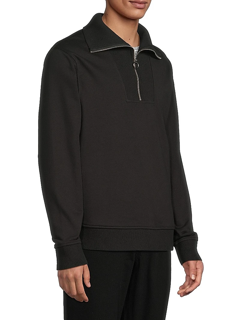 Cotton Terry Funnel-Neck Sweatshirt