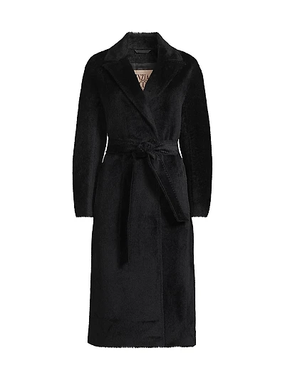Pressed Alpaca-Blend Wrap Jacket