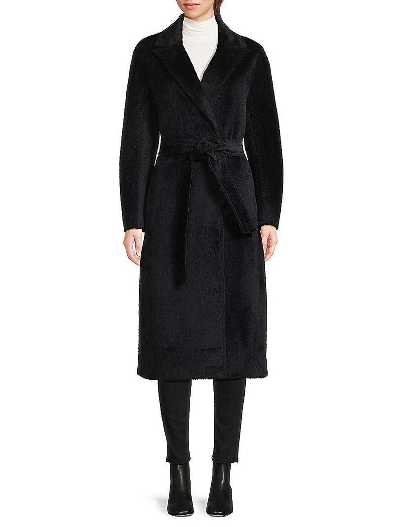 Pressed Alpaca-Blend Wrap Jacket