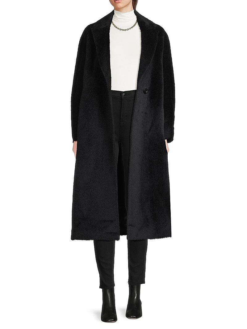 Pressed Alpaca-Blend Wrap Jacket