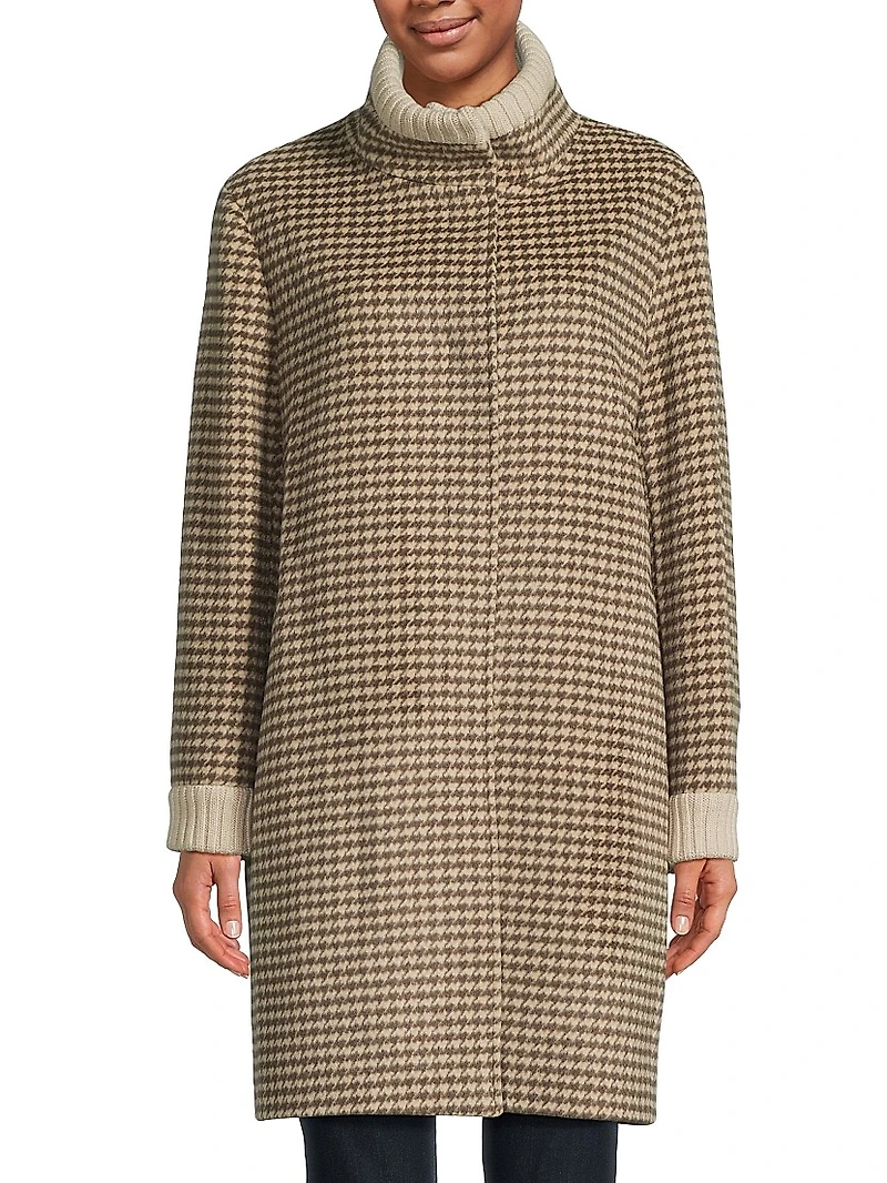 Wool Houndstooth Coat