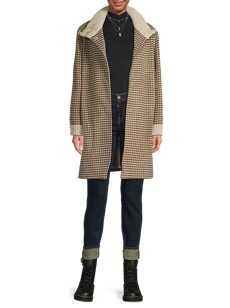 Wool Houndstooth Coat