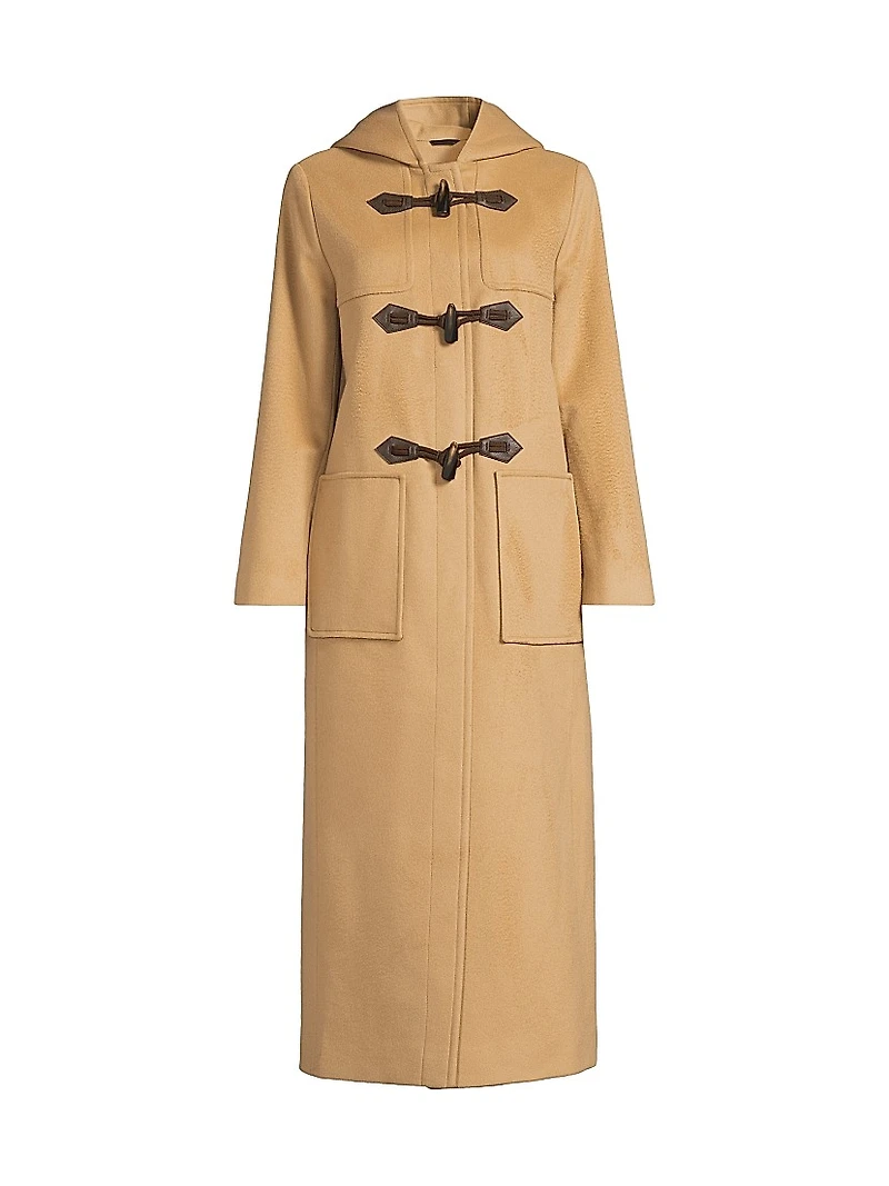 Toggle-Closure Wool Trench Coat