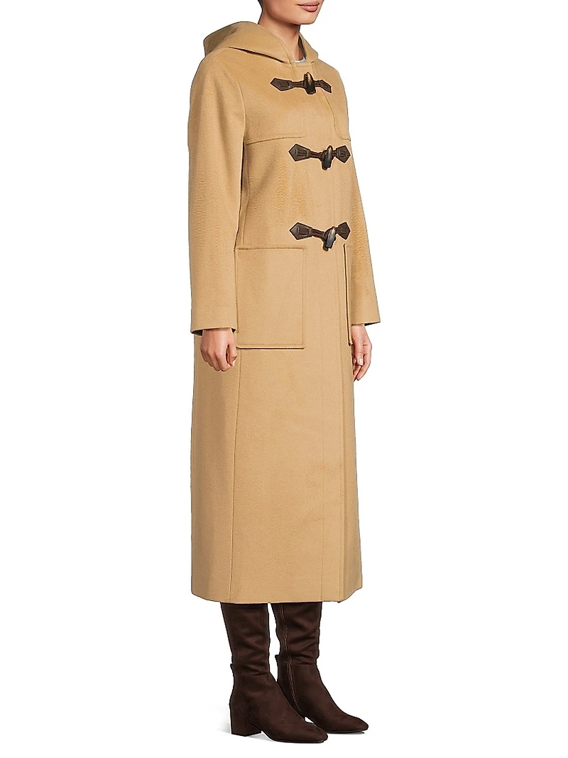 Toggle-Closure Wool Trench Coat