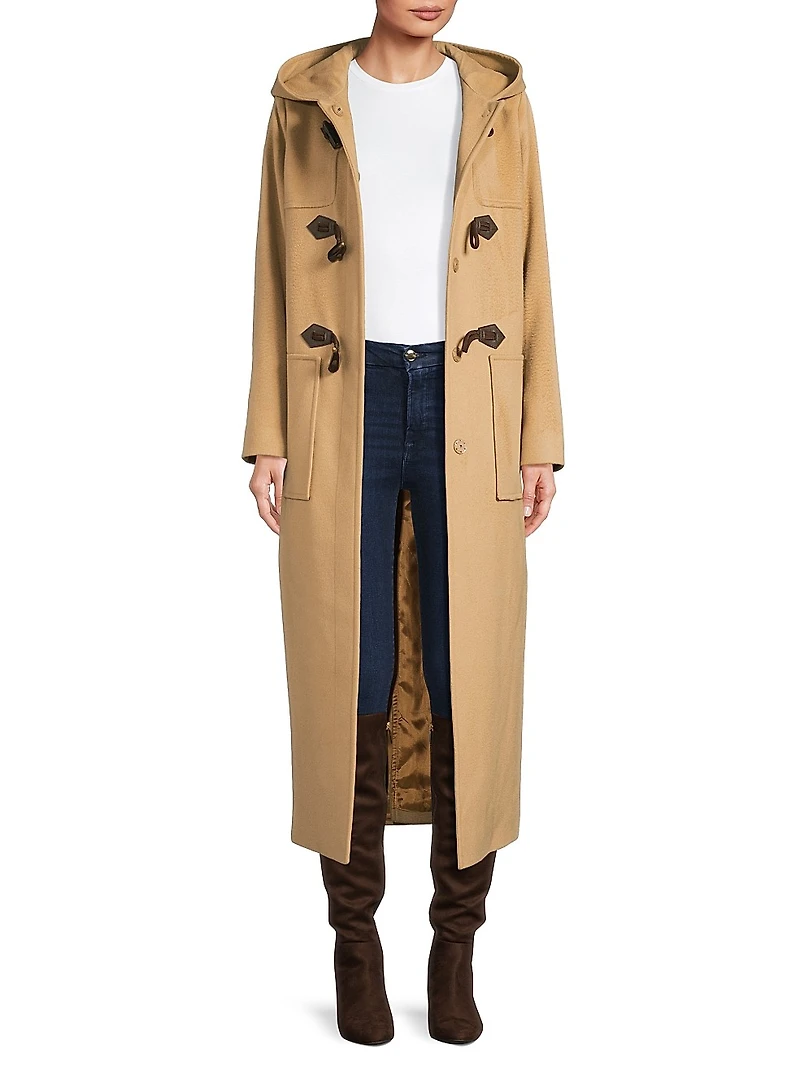 Toggle-Closure Wool Trench Coat