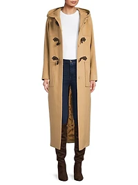 Toggle-Closure Wool Trench Coat
