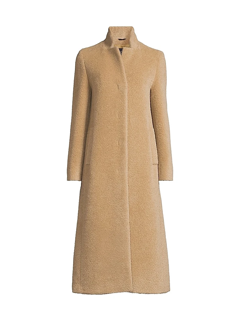 Stand Collar Wool-Alpaca Long Coat