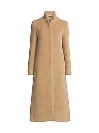 Stand Collar Wool-Alpaca Long Coat