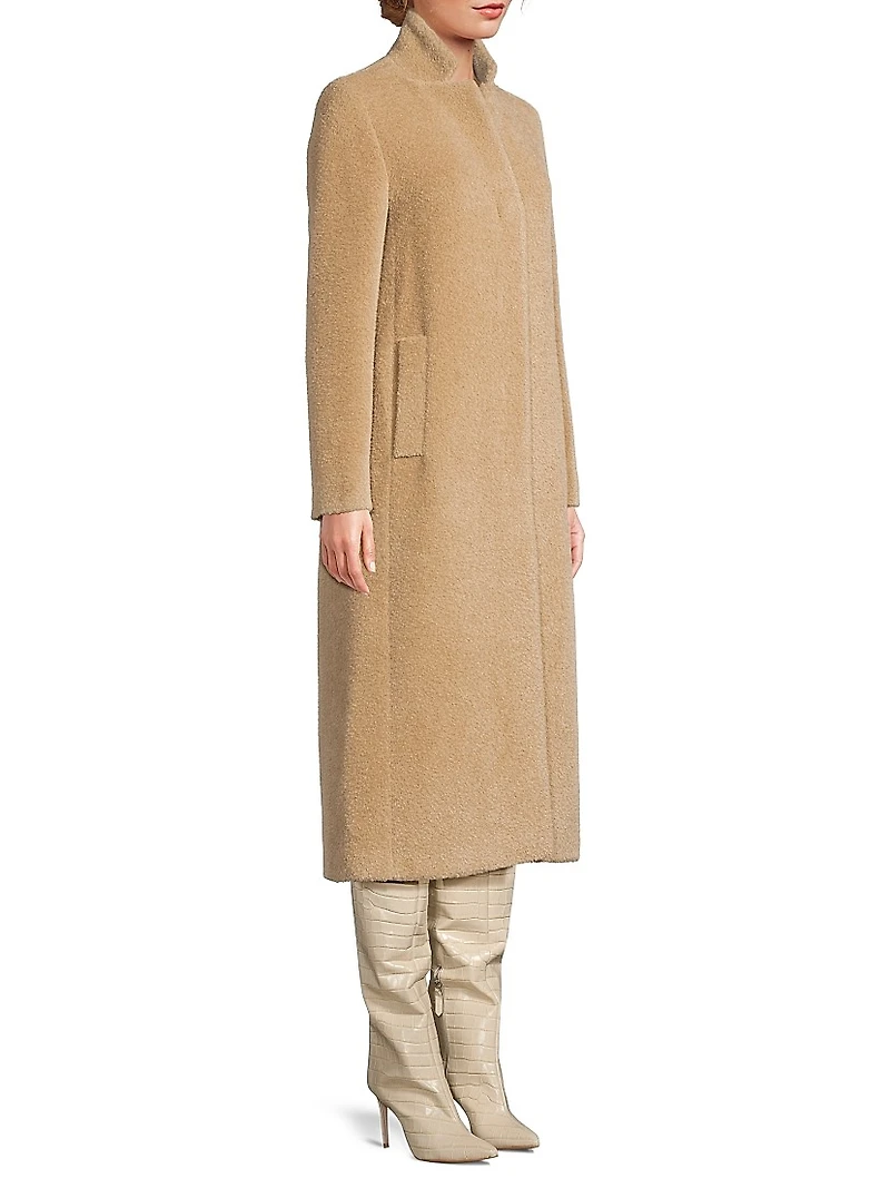 Stand Collar Wool-Alpaca Long Coat