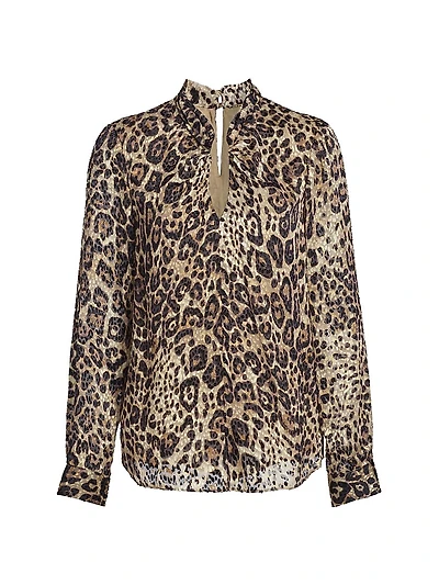Minnie Leopard-Print Silk-Blend Top