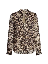 Minnie Leopard-Print Silk-Blend Top