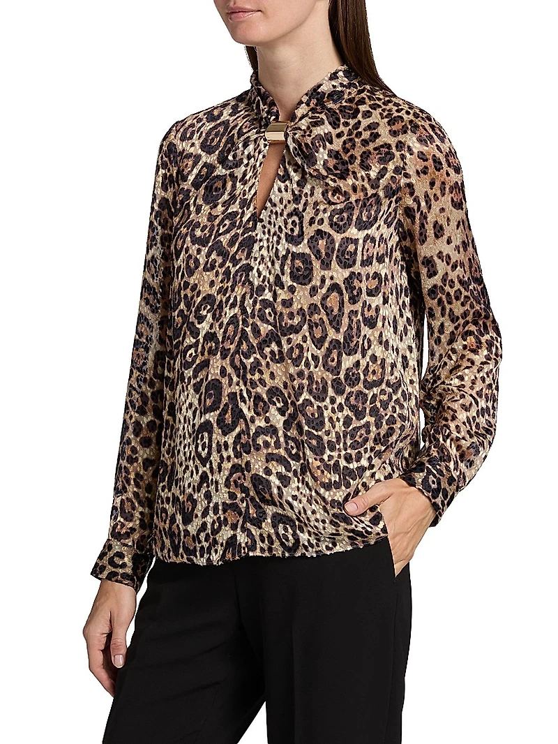 Minnie Leopard-Print Silk-Blend Top