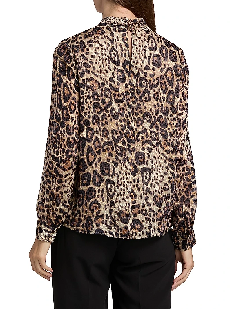 Minnie Leopard-Print Silk-Blend Top