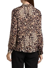 Minnie Leopard-Print Silk-Blend Top