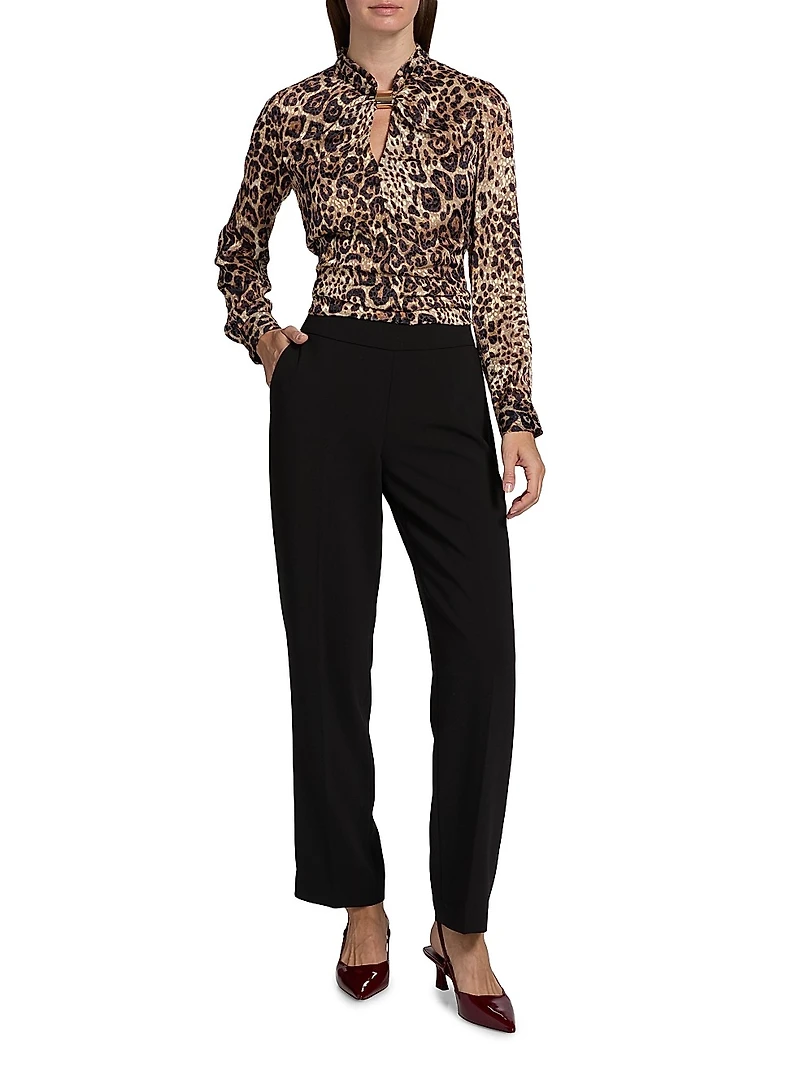 Minnie Leopard-Print Silk-Blend Top