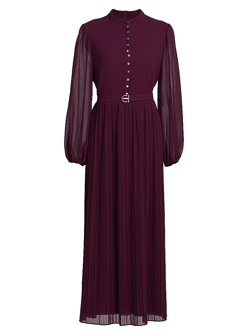 Adira Long-Sleeve Belted Midi-Dress