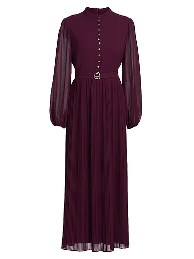 Adira Long-Sleeve Belted Midi-Dress