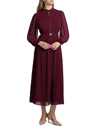 Adira Long-Sleeve Belted Midi-Dress