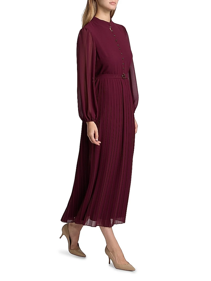 Adira Long-Sleeve Belted Midi-Dress