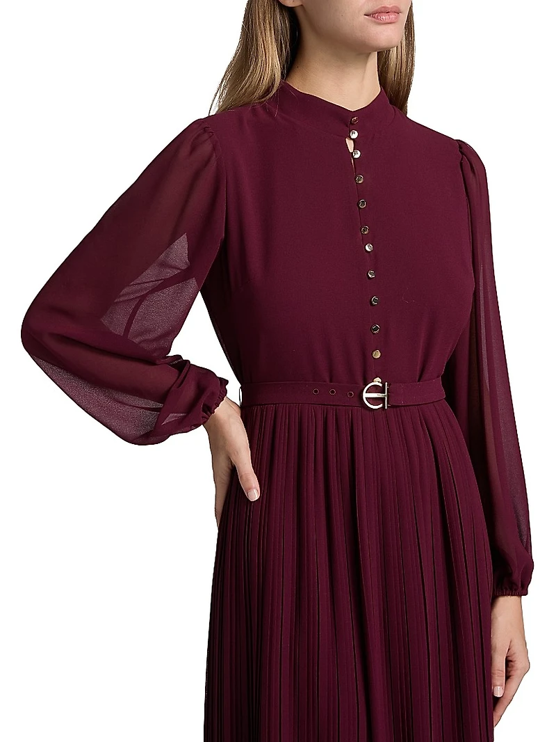 Adira Long-Sleeve Belted Midi-Dress