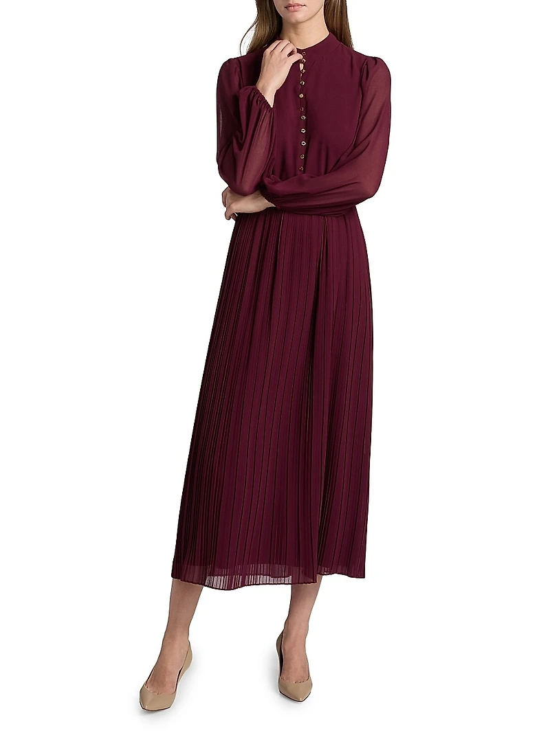 Adira Long-Sleeve Belted Midi-Dress