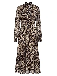 Nomi Leopard-Printed Silk-Blend Midi-Dress