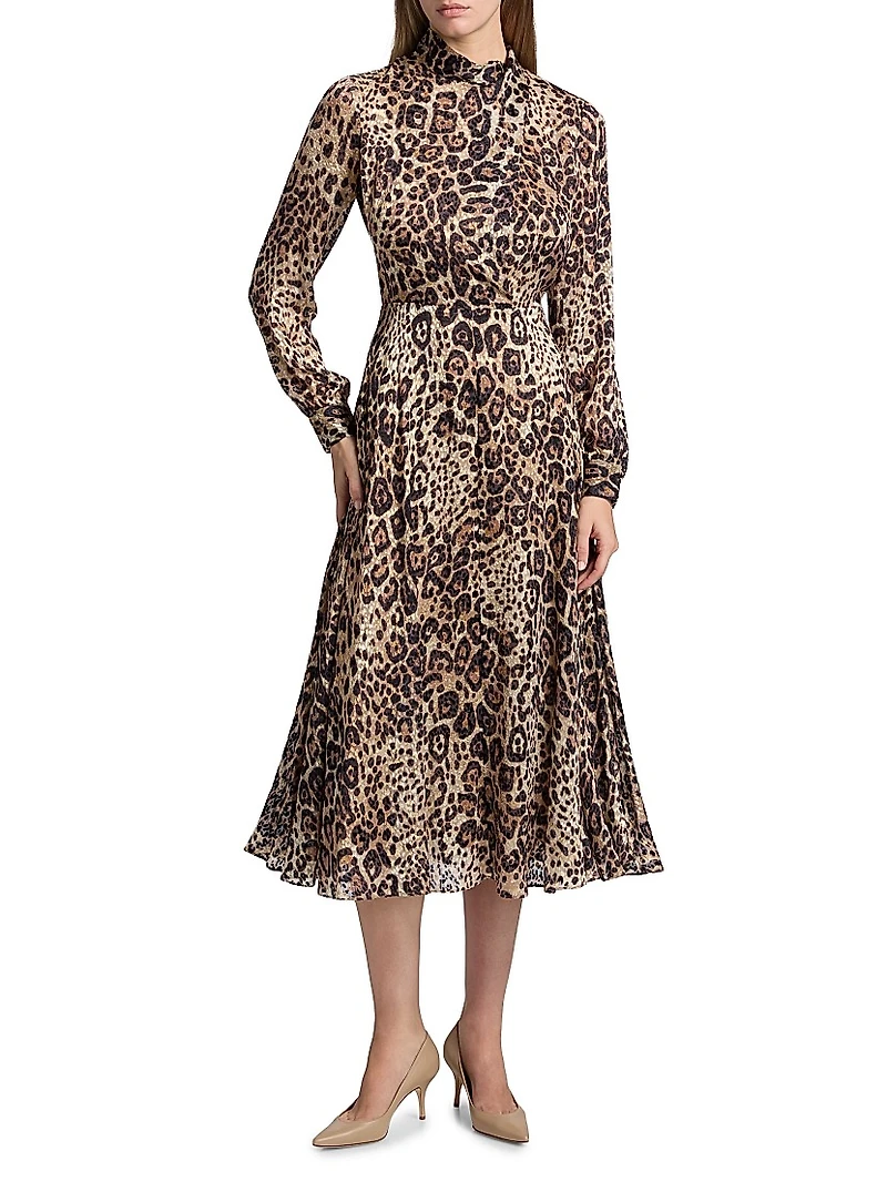 Nomi Leopard-Printed Silk-Blend Midi-Dress