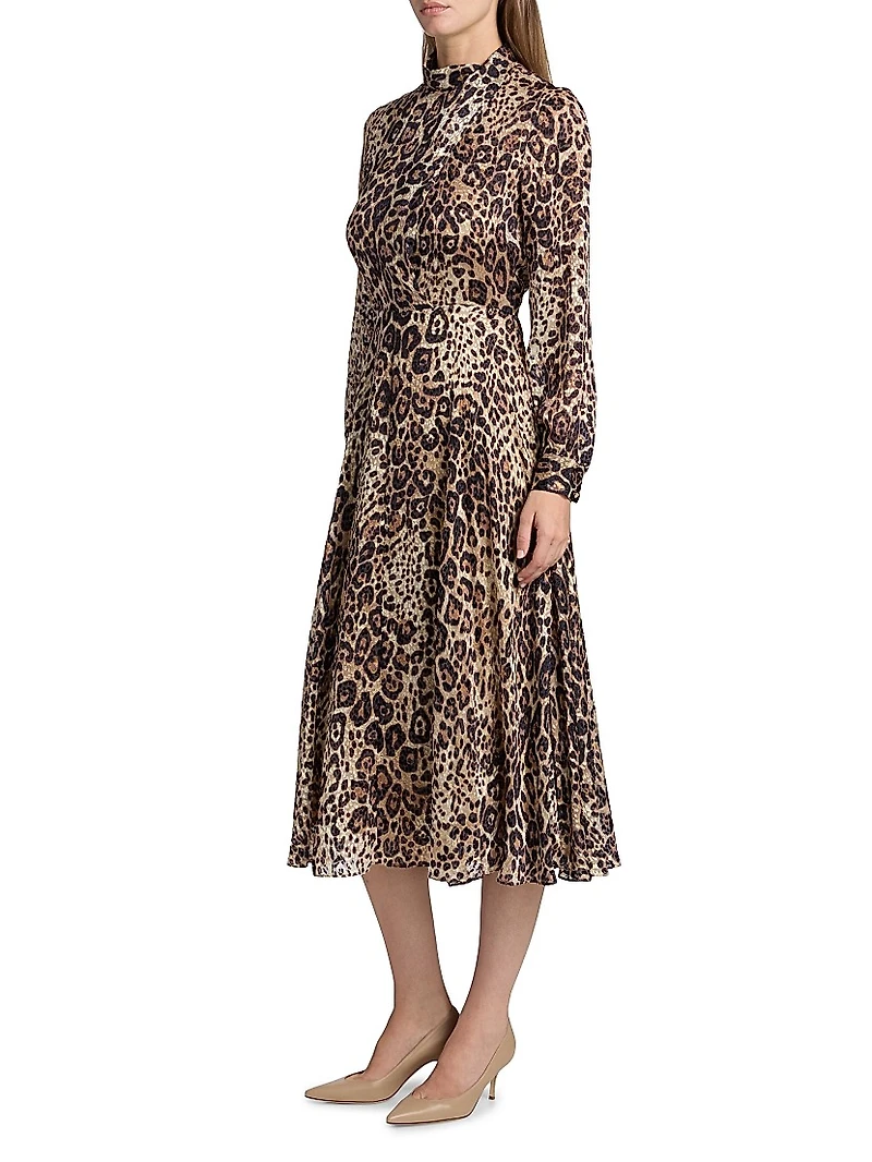 Nomi Leopard-Printed Silk-Blend Midi-Dress