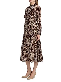 Nomi Leopard-Printed Silk-Blend Midi-Dress