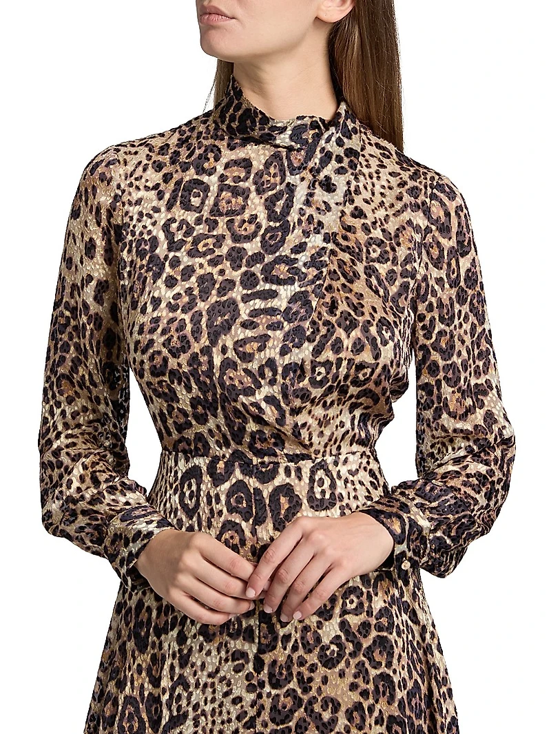 Nomi Leopard-Printed Silk-Blend Midi-Dress