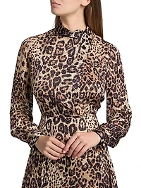 Nomi Leopard-Printed Silk-Blend Midi-Dress