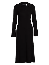 Moira Rib-Knit Polo Midi-Dress