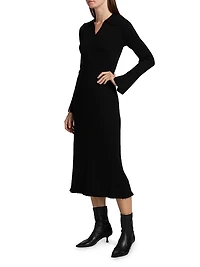 Moira Rib-Knit Polo Midi-Dress