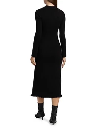 Moira Rib-Knit Polo Midi-Dress