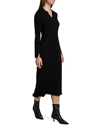 Moira Rib-Knit Polo Midi-Dress