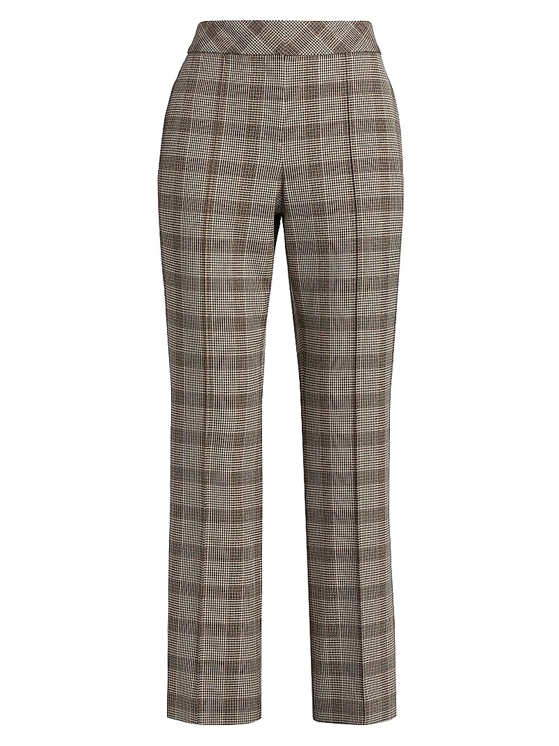 Elodie Plaid Straight-Leg Pants