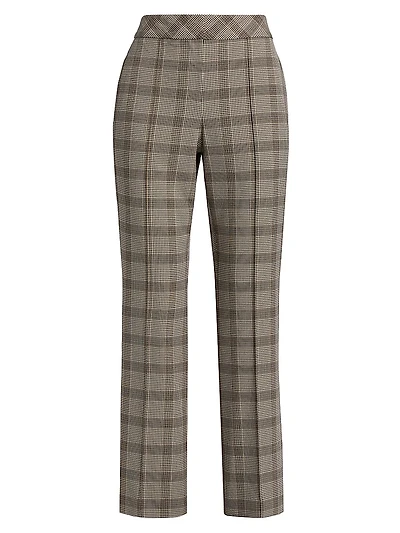 Elodie Plaid Straight-Leg Pants