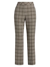 Elodie Plaid Straight-Leg Pants