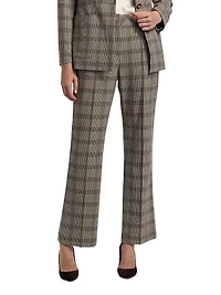 Elodie Plaid Straight-Leg Pants