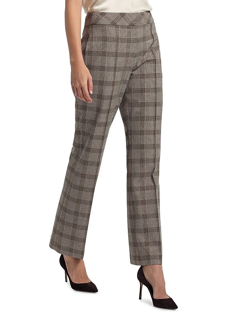 Elodie Plaid Straight-Leg Pants