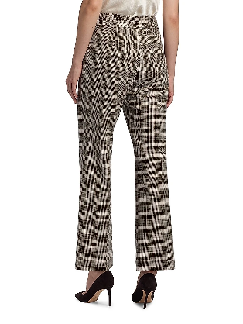 Elodie Plaid Straight-Leg Pants