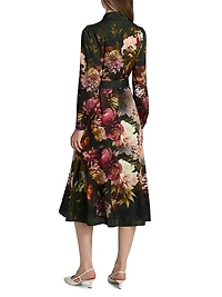 Mila Floral Silk-Blend Midi-Shirtdress