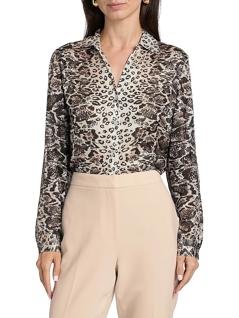 Madeline Printed Silk-Blend Blouse
