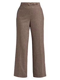 Brianne Belted Wool-Blend Trousers