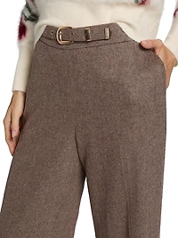 Brianne Belted Wool-Blend Trousers