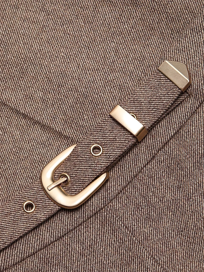 Brianne Belted Wool-Blend Trousers