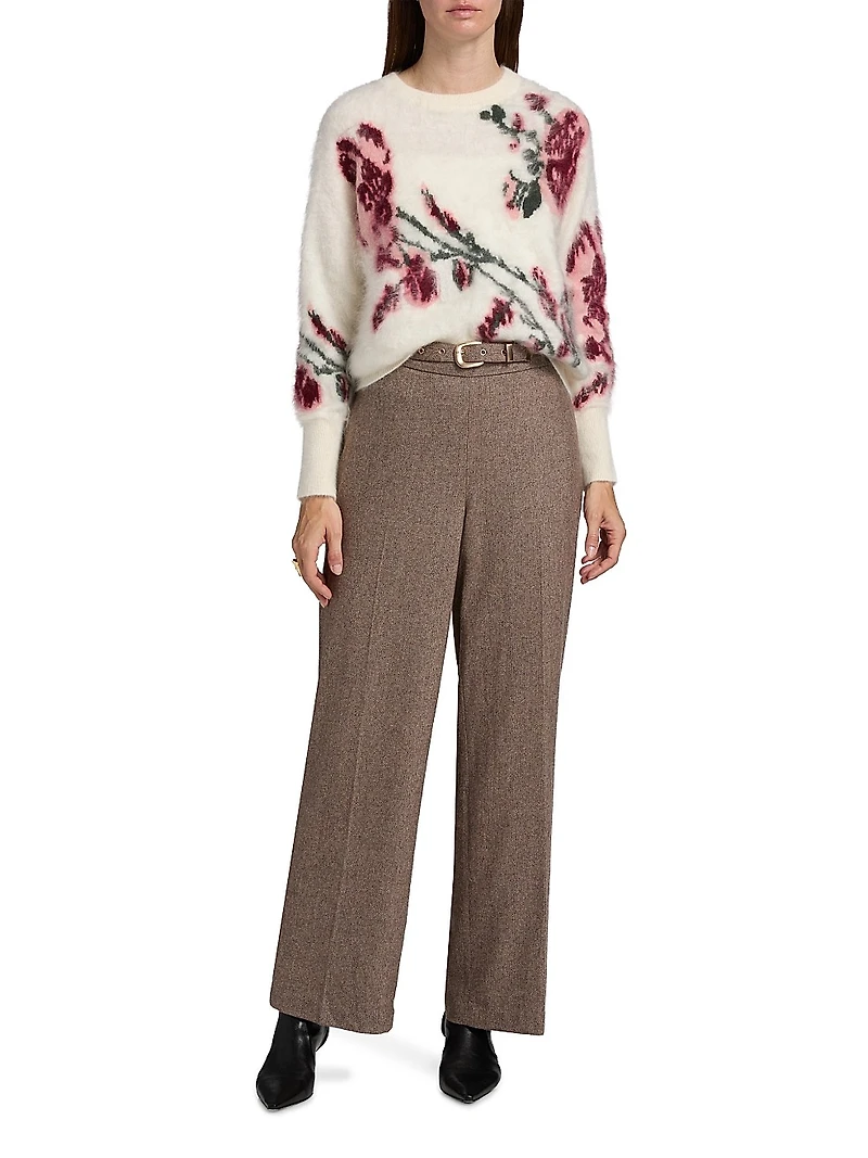 Brianne Belted Wool-Blend Trousers