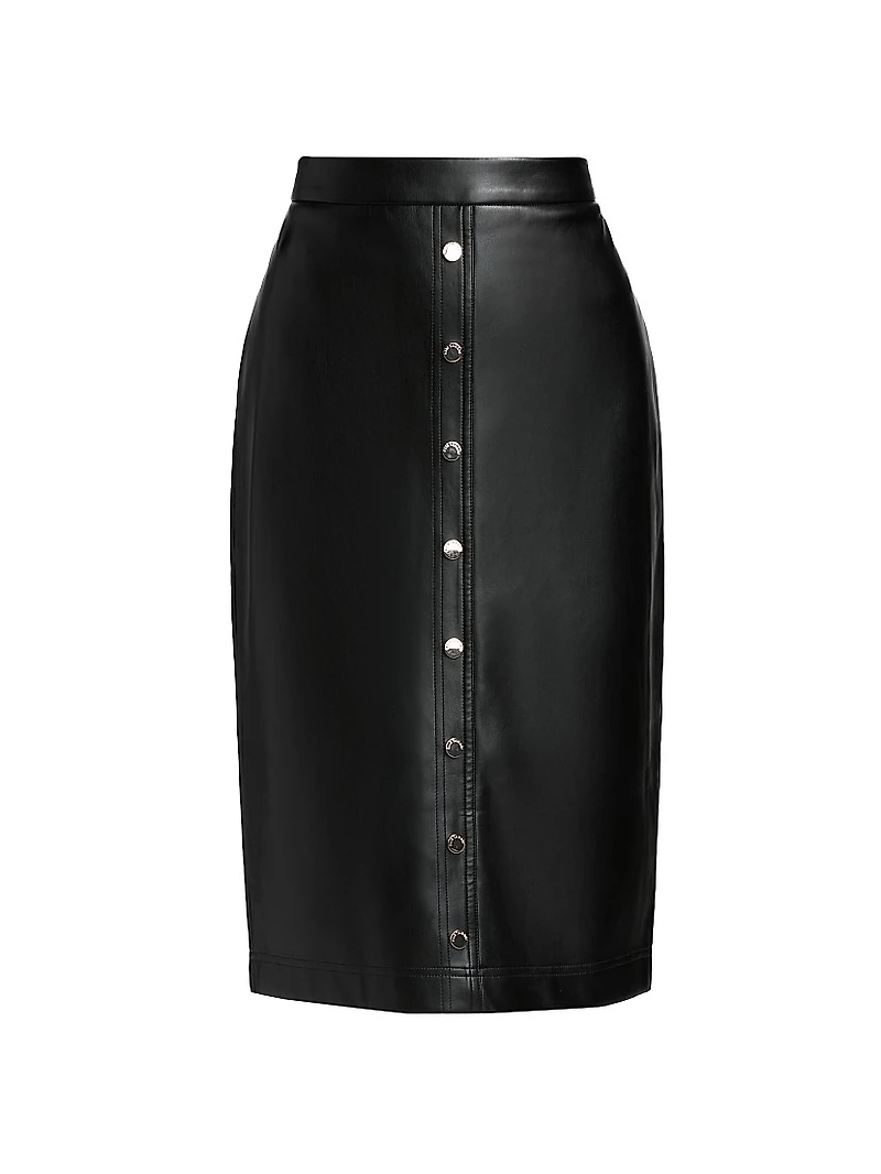 Emberly Faux-Leather Midi-Skirt
