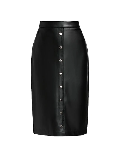 Emberly Faux-Leather Midi-Skirt